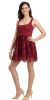 Fit & Flare Square Neck Lace Mini Cocktail Party Dress in Burgundy